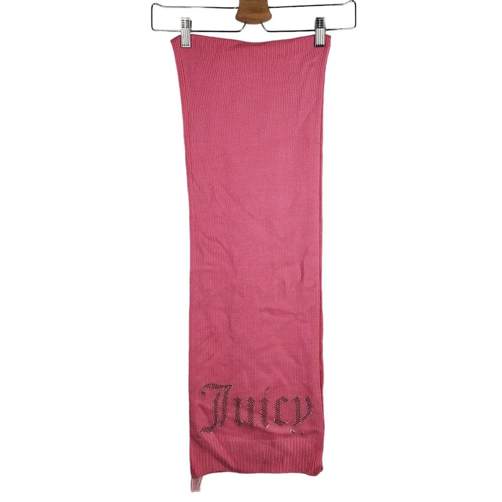 Juicy Couture Black Label Barbie Pink Stud Logo Knit Scarf 64"